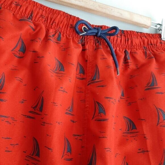 U.S. POLO Assn. Swim Trunks Board Shorts Sail Boat Print Red Men's Sz M - Picture 5 of 9